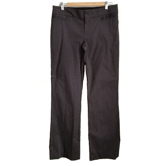 CLUB MONACO Beige and Navy Stretchy Neutral Striped Cotton Wide Leg Pants Size 6 - Picture 1 of 7